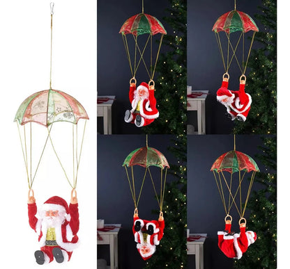 Papá Noel Musical en Paracaídas – La Decoración Navideña que Sorprende a Todos