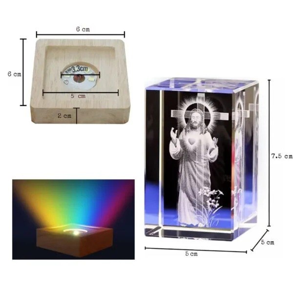 Lámpara Multicolor Jesús en Cubo 3D | Ilumina tu hogar y une a la familia