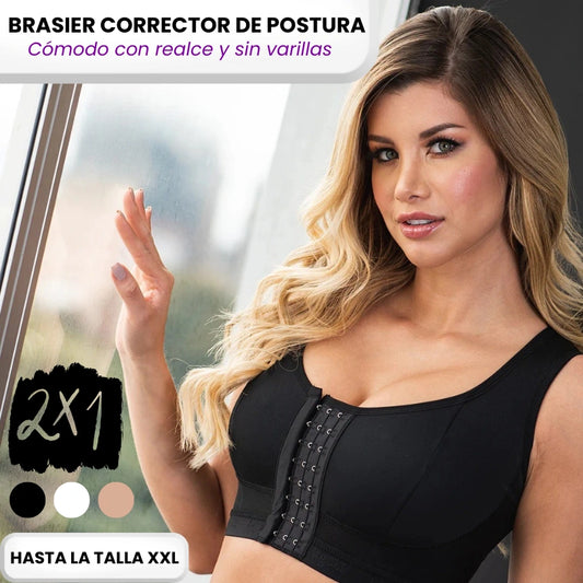 Brasier corrector de postura con realce sin varillas 2 x 1