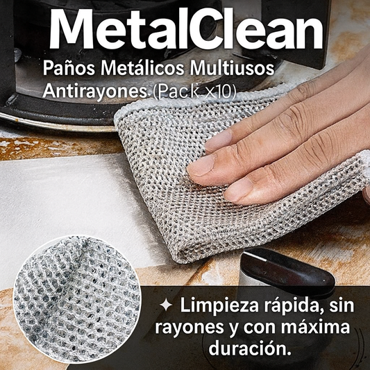 MetalClean – Paños Metálicos Multiusos Antirayones (Pack x10)