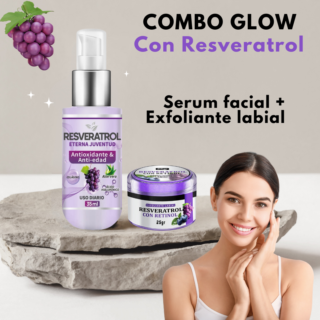 Combo glow con resveratrol  Piel radiante y labios irresistibles