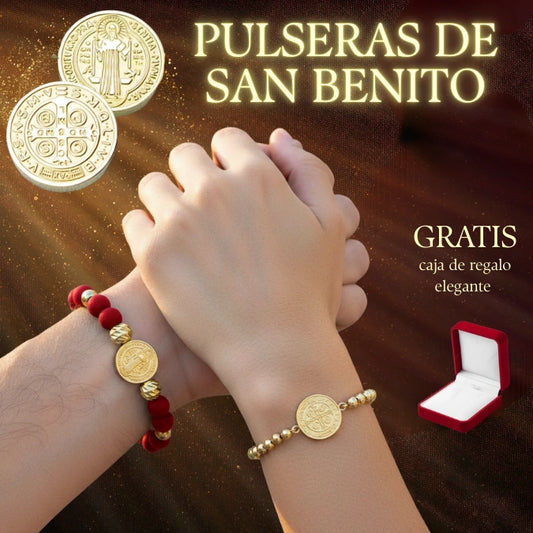 Combo De 2 Pulseras de Protección San Benito Para Parejas + caja de regalo GRATIS