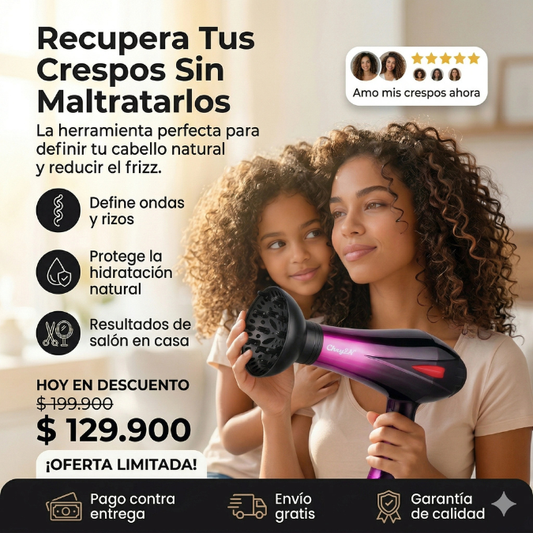 Secador Profesional con Difusor para Rizos y Ondas Naturales