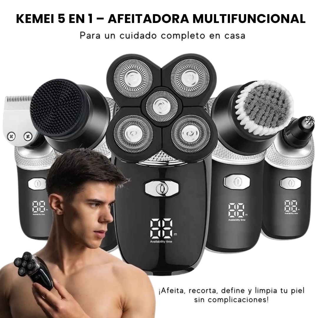 Kemei 5 en 1 – Afeitadora Multifuncional para un cuidado completo