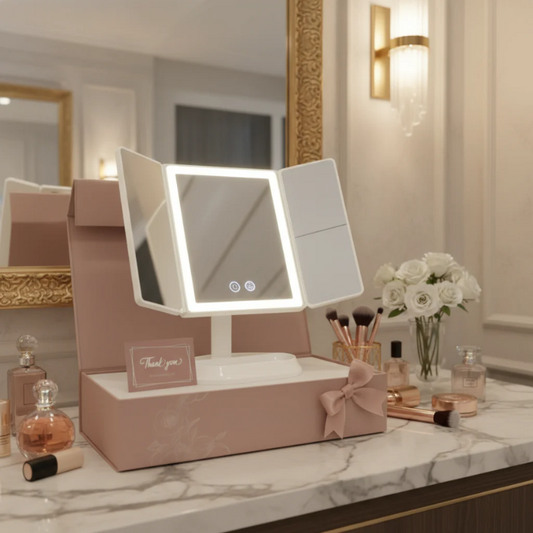 Espejo plegable LED táctil | ¡Luz perfecta para un maquillaje perfecto!