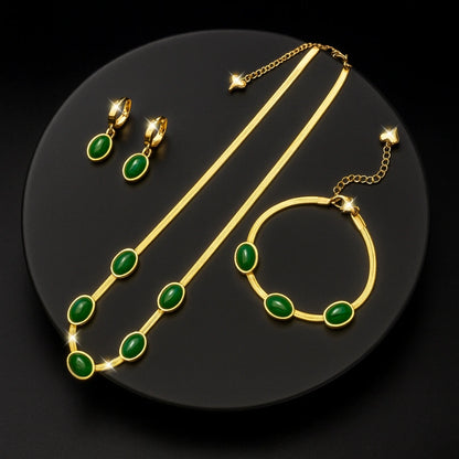 ¡JOYERIA DE LUJO! SET ESMERALDA (COLLAR, PULSERA Y ARETES)