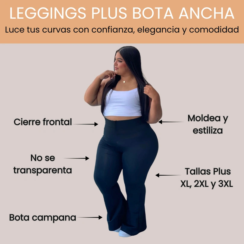 Leggings Plus bota ancha con cierre