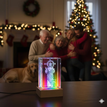Lámpara Multicolor Jesús en Cubo 3D | Ilumina tu hogar y une a la familia