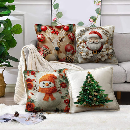 Set Fundas Navideñas X 4 Con Luces Led -Ambiente Mágico y Original