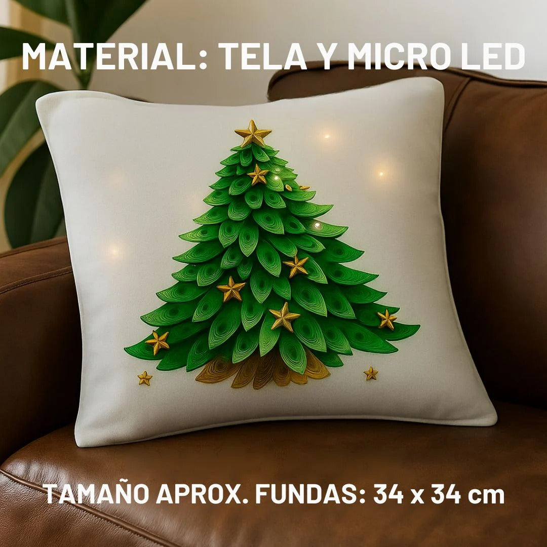 Set Fundas Navideñas X 4 Con Luces Led -Ambiente Mágico y Original