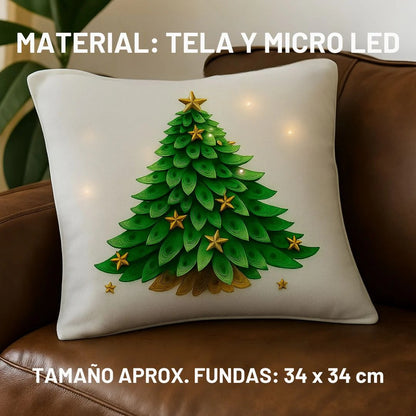 Set Fundas Navideñas X 4 Con Luces Led -Ambiente Mágico y Original
