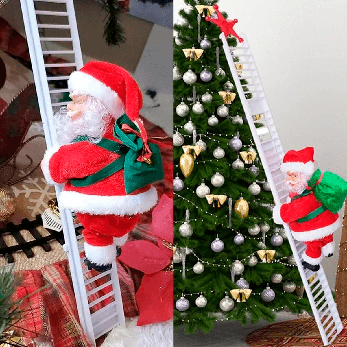 Papá Noel musical que sube la escalera | Decoración divertida y original