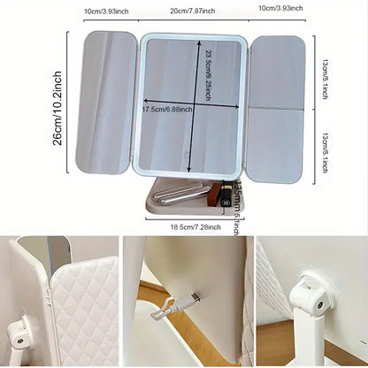 Espejo plegable LED táctil | ¡Luz perfecta para un maquillaje perfecto!