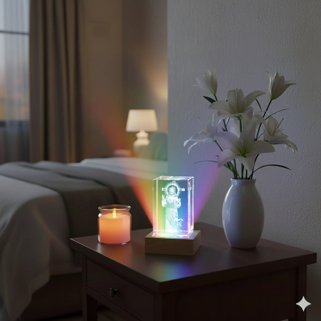 Lámpara Multicolor Jesús en Cubo 3D | Ilumina tu hogar y une a la familia